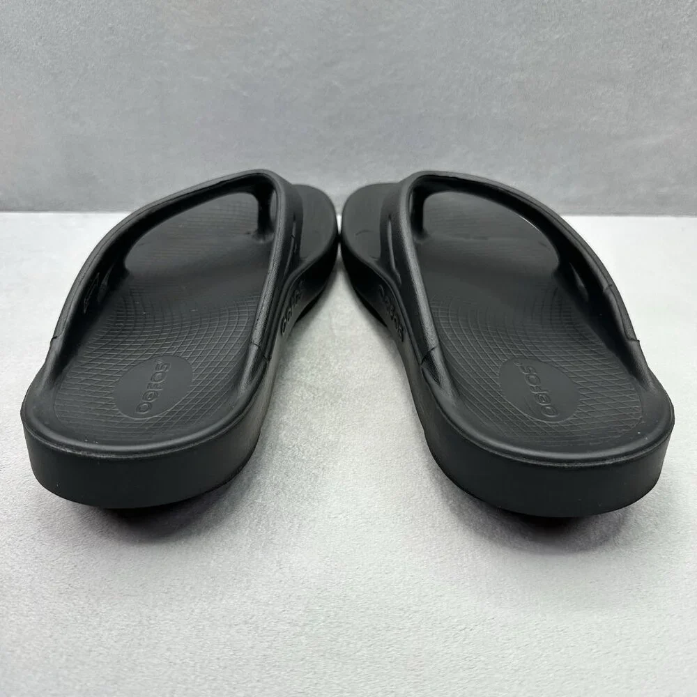 OOFOS OOriginal Mens Size 10 Sandals All Black Recovery Lightweight Sport Slide